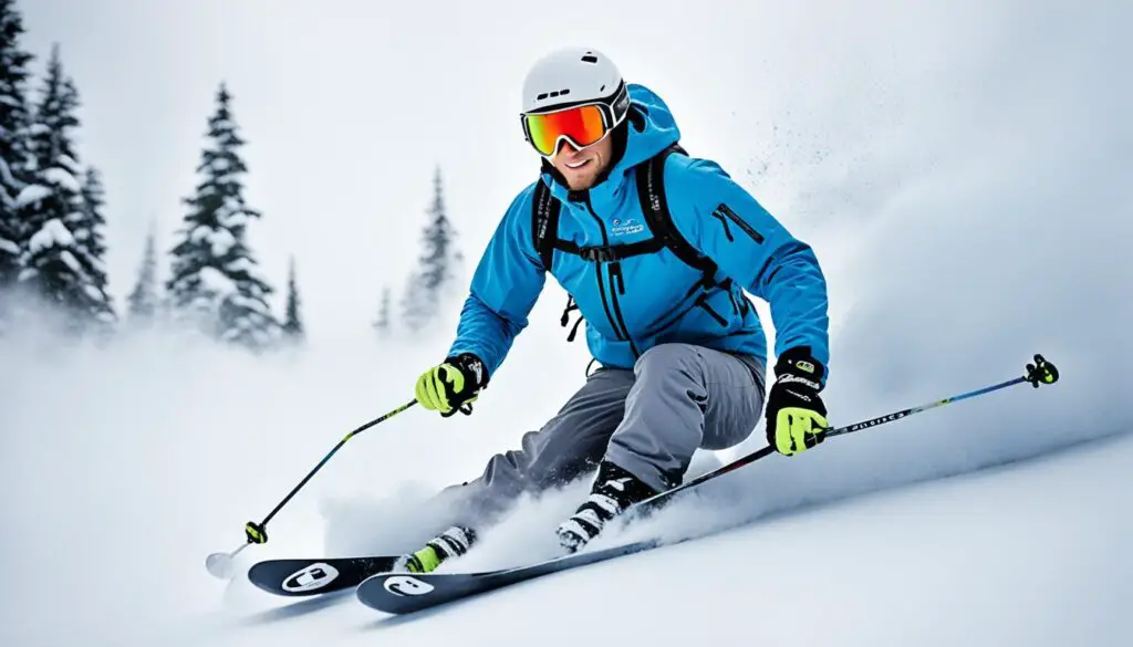 skiing in powder